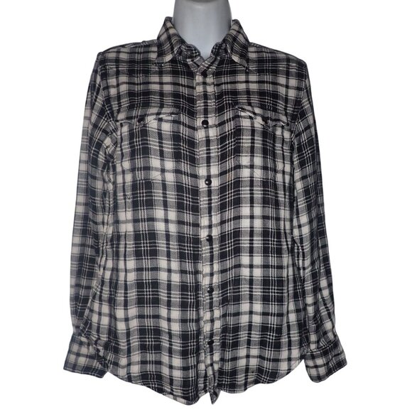 Polo Ralph Lauren Tops - Polo Ralph Lauren Women's Western Plaid Shirt-Black/White size‎ 6 Pearl Snap
